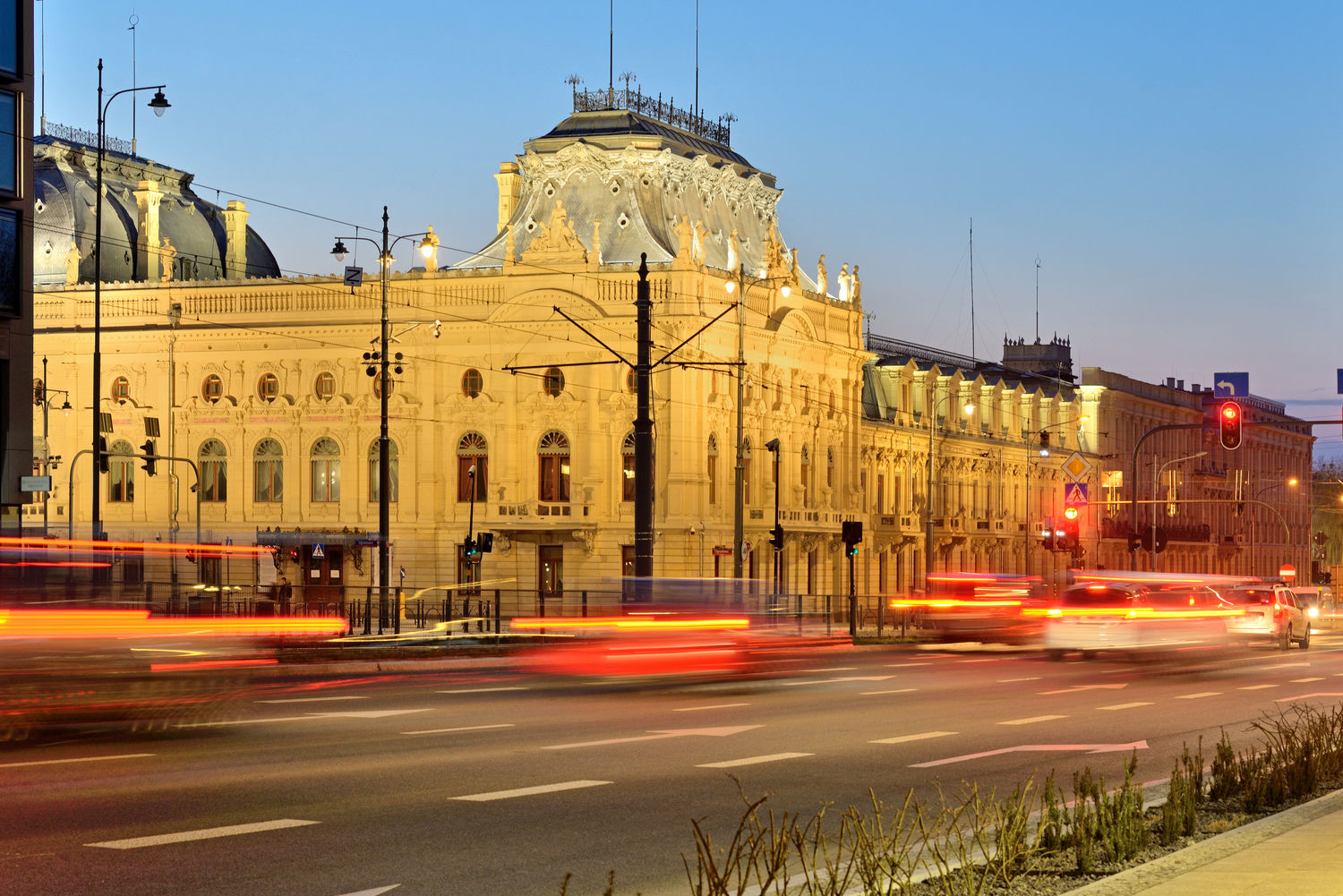 Łódź, Poland- view of the Poznański Palace.